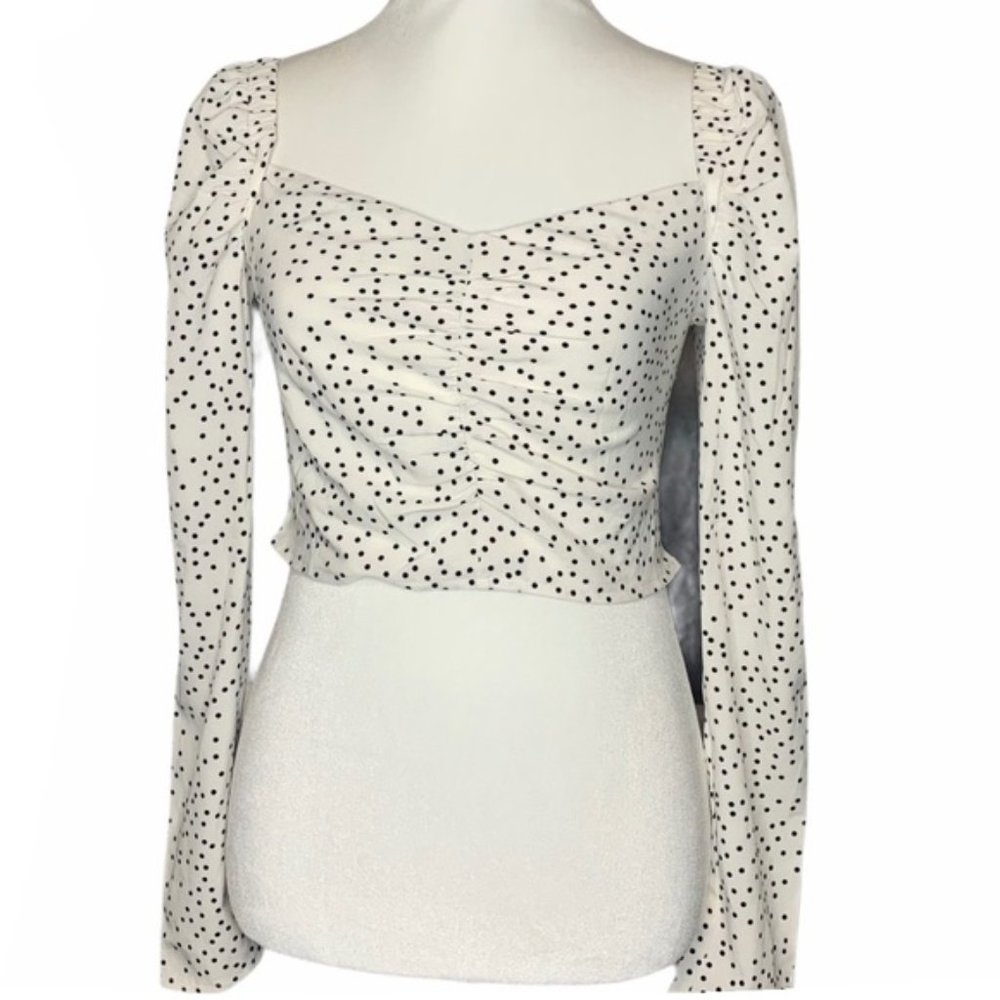 Blue Blush White Polka Dot Crop Top Size: S
